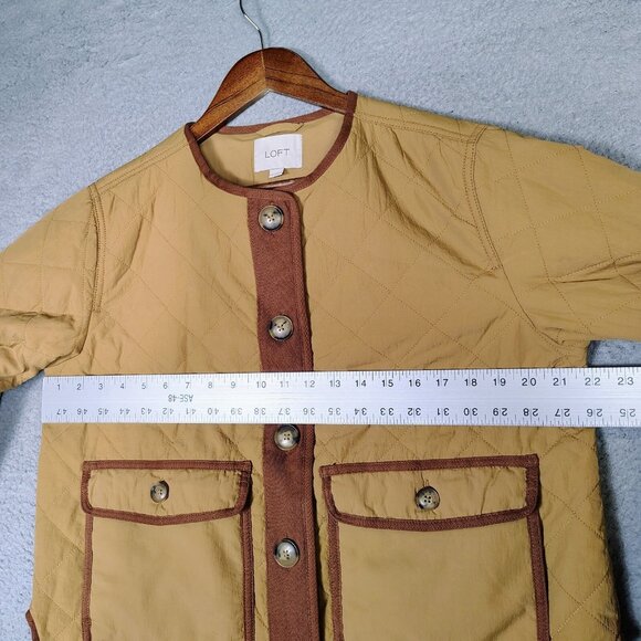 Loft Field Jacket Women's Small Camel Quilted Hi-Low Button Front Outdoor Preppy - Picture 11 of 12